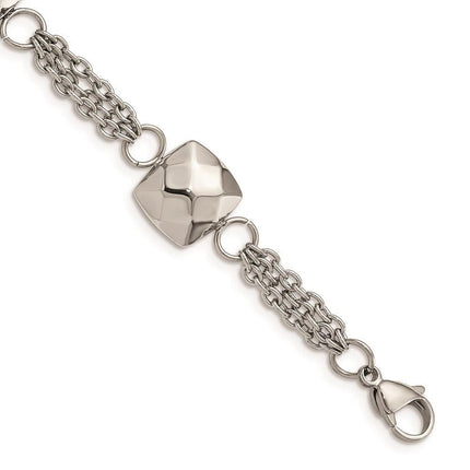 Stainless Steel Polished Hollow Squares 7.25in w/2in. Ext. Bracelet ,
