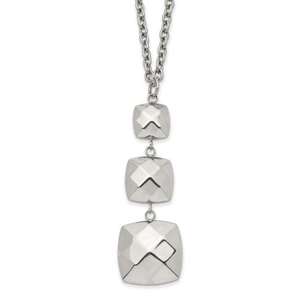 Stainless Steel Polished Hollow Squares Dangle Necklace ,