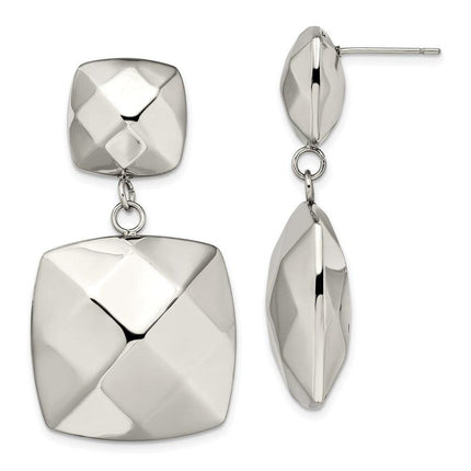 Stainless Steel Polished Hollow Squares Post Dangle Earrings ,