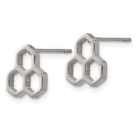 Stainless Steel Polished Honeycomb Post Earrings ,