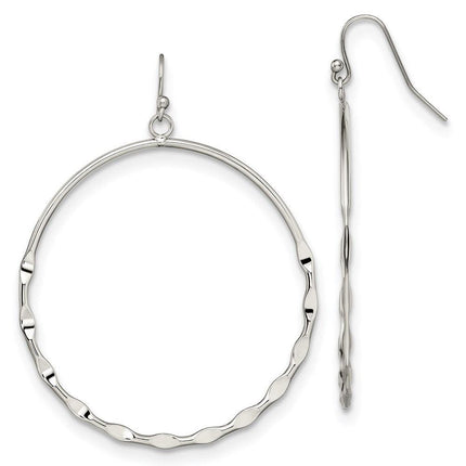 Stainless Steel Polished Hoop Dangle Shepherd Hook Earrings ,