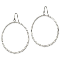 Stainless Steel Polished Hoop Dangle Shepherd Hook Earrings ,