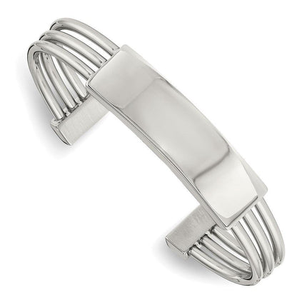 Stainless Steel Polished ID Plate Cuff Bangle ,