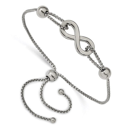 Stainless Steel Polished Infinity Symbol Adjustable Bracelet ,