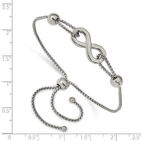 Stainless Steel Polished Infinity Symbol Adjustable Bracelet ,