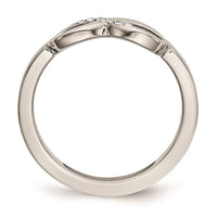 Stainless Steel Polished Infinity Symbol CZ Ring ,