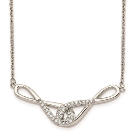 Stainless Steel Polished Infinity Symbols with CZs Necklace ,