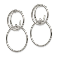 Stainless Steel Polished Interlocking Circles Post Dangle Earrings ,