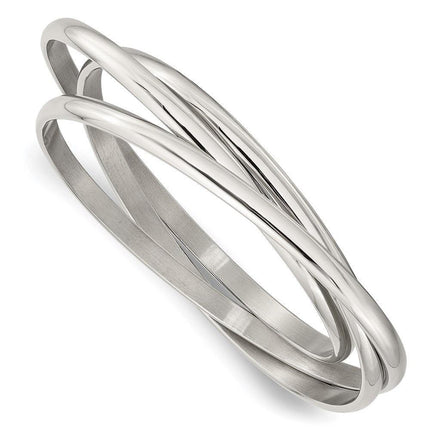 Stainless Steel Polished Intertwined Bangles ,