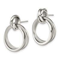 Stainless Steel Polished Intertwined Circles Post Dangle Earrings ,