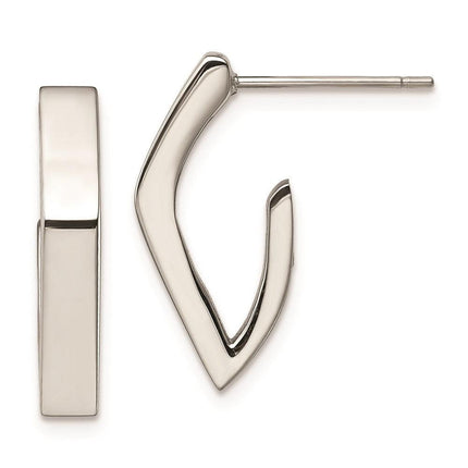 Stainless Steel Polished J Post Earrings ,