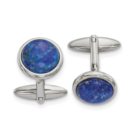 Stainless Steel Polished Lapis Cufflinks ,