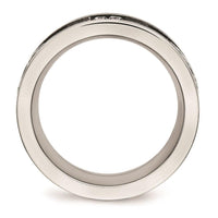 Stainless Steel Polished Laser Cut Blk IP Wire Inlay CZ Band ,