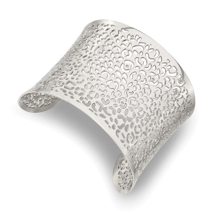 Stainless Steel Polished Laser cut Design Cuff Bangle ,