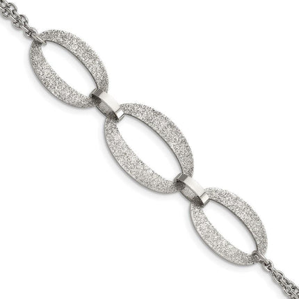 Stainless Steel Polished Laser Cut w/.5in ext. Bracelet ,