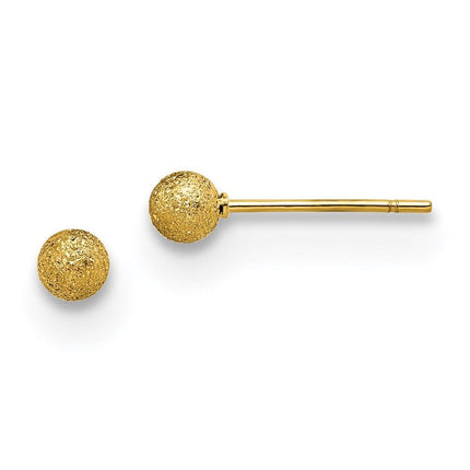 Stainless Steel Polished Laser cut Yellow IP-plated 4mm Ball Post Earrings ,