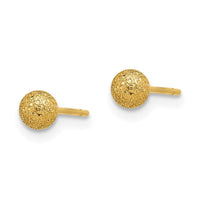Stainless Steel Polished Laser cut Yellow IP-plated 4mm Ball Post Earrings ,