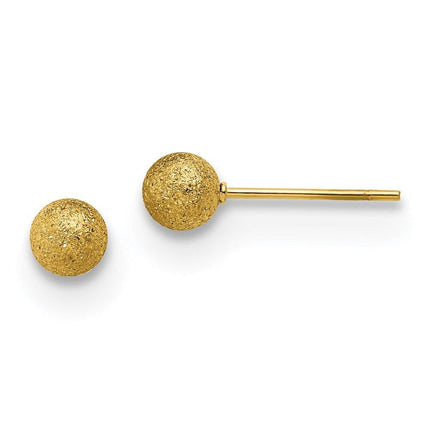 Stainless Steel Polished Laser cut Yellow IP-plated 5mm Ball Post Earrings ,