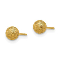 Stainless Steel Polished Laser cut Yellow IP-plated 5mm Ball Post Earrings ,