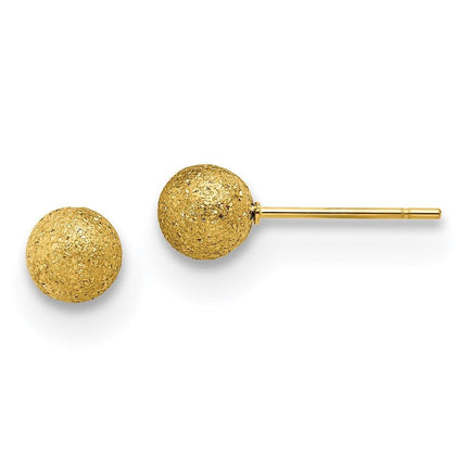 Stainless Steel Polished Laser cut Yellow IP-plated 6mm Ball Post Earrings ,