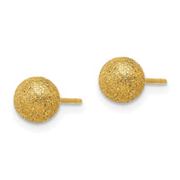 Stainless Steel Polished Laser cut Yellow IP-plated 6mm Ball Post Earrings ,