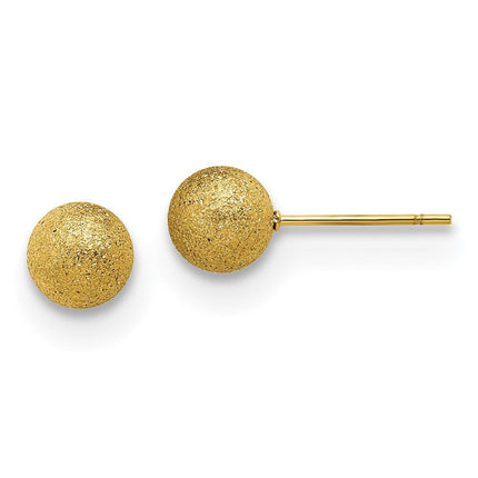 Stainless Steel Polished Laser cut Yellow IP-plated 7mm Ball Post Earrings ,