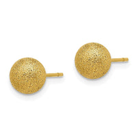 Stainless Steel Polished Laser cut Yellow IP-plated 7mm Ball Post Earrings ,