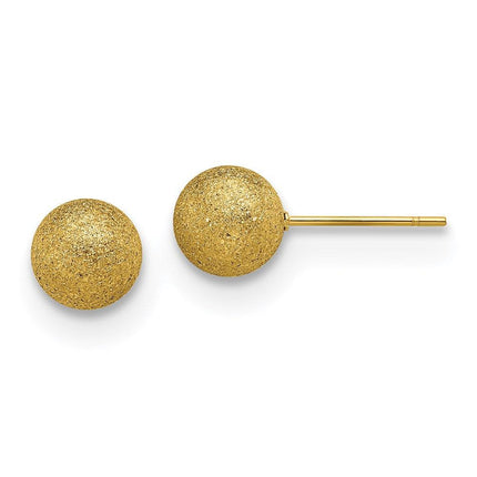 Stainless Steel Polished Laser cut Yellow IP-plated 8mm Ball Post Earrings ,