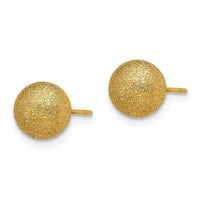 Stainless Steel Polished Laser cut Yellow IP-plated 8mm Ball Post Earrings ,