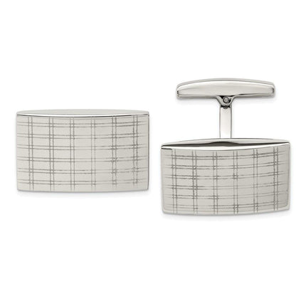 Stainless Steel Polished Laser Design Cufflinks ,
