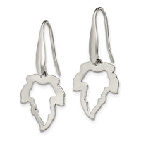Stainless Steel Polished Leaf Dangle Shepherd Hook Earrings ,