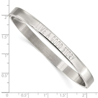 Stainless Steel Polished Live a Good Story 6mm Hinged Bangle ,