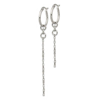 Stainless Steel Polished Long and Short Chain Dangle Hoop Earrings ,