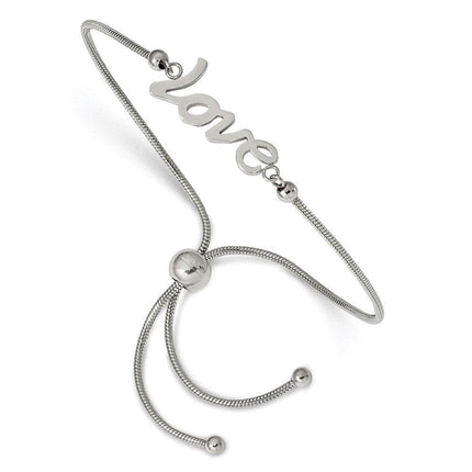 Stainless Steel Polished LOVE Adjustable Bracelet ,