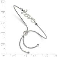 Stainless Steel Polished LOVE Adjustable Bracelet ,