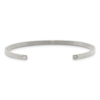 Stainless Steel Polished Love CZ 3mm Cuff Bangle ,