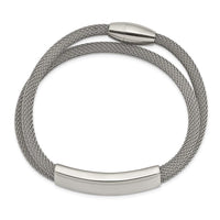 Stainless Steel Polished Mesh 2-Strand Adjustable ID Bracelet ,