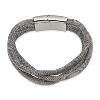 Stainless Steel Polished Mesh 3-Strand 7.5in Bracelet ,