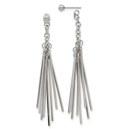 Stainless Steel Polished Multi Bar Front & Back Post Dangle Earrings ,