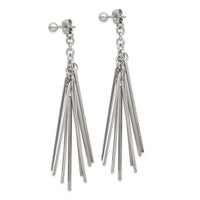 Stainless Steel Polished Multi Bar Front & Back Post Dangle Earrings ,