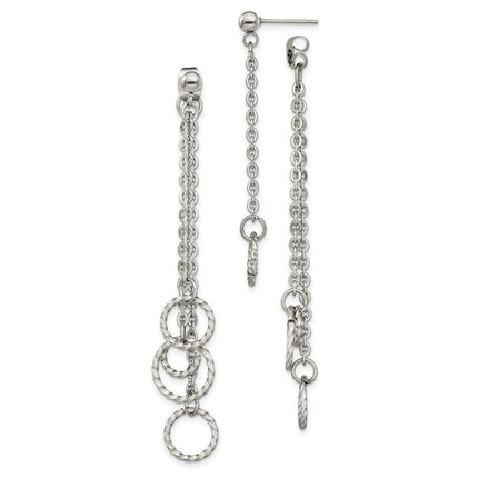 Stainless Steel Polished Multi Circles Front & Back Post Dangle Earrings ,
