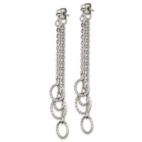 Stainless Steel Polished Multi Circles Front & Back Post Dangle Earrings ,