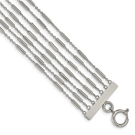 Stainless Steel Polished Multi Strand 7.5in Bracelet ,