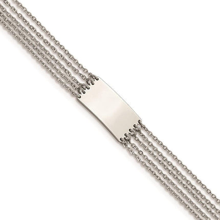 Stainless Steel Polished Multi Strand w/.75in ext 6.5in ID Bracelet ,