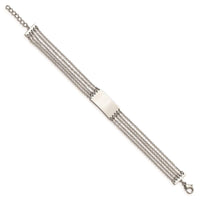 Stainless Steel Polished Multi Strand w/.75in ext 6.5in ID Bracelet ,