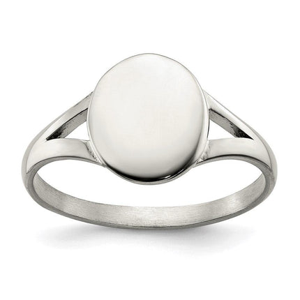 Stainless Steel Polished Oval Disc Ring ,