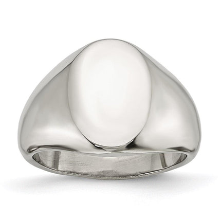 Stainless Steel Polished Oval Signet Ring ,