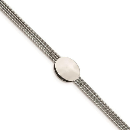 Stainless Steel Polished Oval w/1.25in extension Bracelet ,