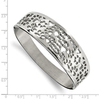Stainless Steel Polished Paw Print Cut-out Hinged Bangle ,