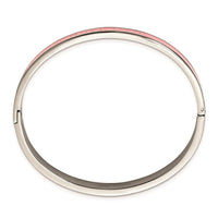 Stainless Steel Polished Pink Enamel HAVE FAITH 6mm Hinged Bangle ,